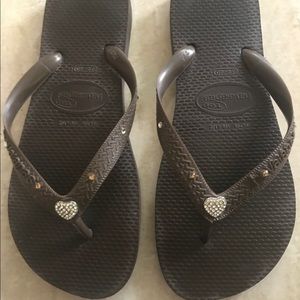 Havaianas flip flops sandals sz 7 8  w Swarovski